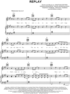 Iyaz Replay Sheet Music in F# Minor (transposable) - Download & Print -  SKU: MN0079858