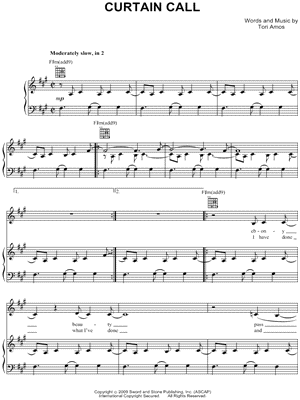 Tori Amos - Curtain Call - Sheet Music (Digital Download)
