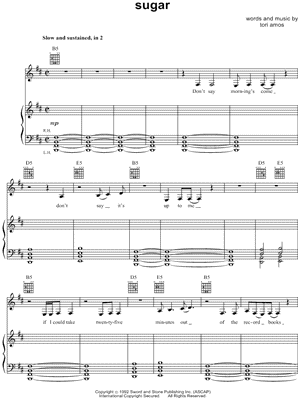 Tori Amos - Sugar - Sheet Music (Digital Download)