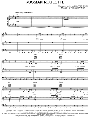 Russian Roulette Sheet Music | Rihanna | Piano, Vocal & Guitar Chords  (Right-Hand Melody)