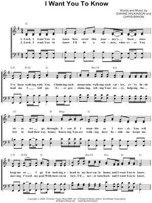 Kingdom Heirs - I Want You To Know - Sheet Music (Digital Download)