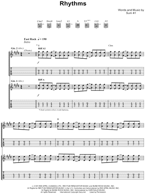 Sum 41 Pieces Guitar Tab in D Minor - Download & Print - SKU: MN0064762