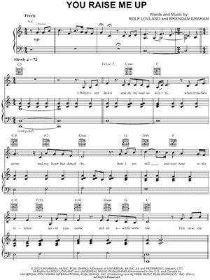 Celtic Woman You Raise Me Up Sheet Music In C Major Transposable Download Print Sku Mn