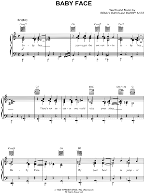 Sheet music arranged for Piano/Vocal/Guitar in C Major (transposable). 