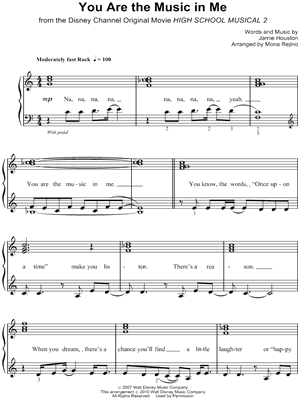 You Are The Music In Me From High School Musical 2 Sheet Music Easy Piano In C Major Transposable Download Print Sku Mn