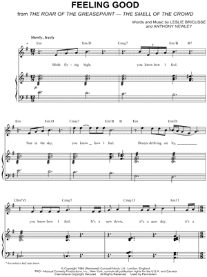 Michael Buble Feeling Good Sheet Music In E Minor Transposable Download Print Sku Mn