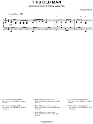 Traditional This Old Man Sheet Music In C Major Download Print Sku Mn0082808