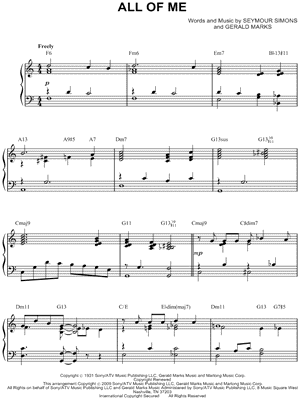 All Of Me Sheet Music Arrangements Available Instantly Musicnotes