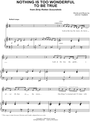 David Yazbek - Nothing Is Too Wonderful To Be True - from Dirty Rotten Scoundrels - Sheet Music (Digital Download)