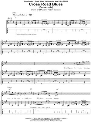 Cross Road Blues (Crossroads) by R.L. Johnson - sheet music on MusicaNeo