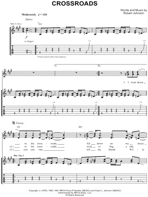 John Mayer: Cross Road Blues (Crossroads) sheet music for voice, piano or  guitar