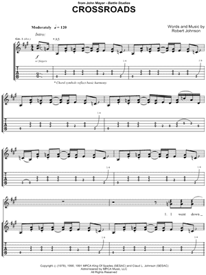 Cross Road Blues (Crossroads) Sheet Music | John Mayer | Easy Guitar