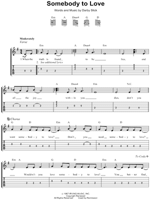 Lyrics and chords, Jefferson airplane, Music chords