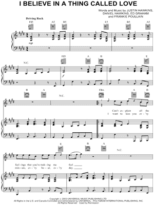 The Darkness - I Believe In a Thing Called Love - Sheet Music (Digital Download)