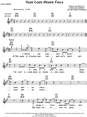 Your Love Never Fails sheet music for piano solo (PDF)