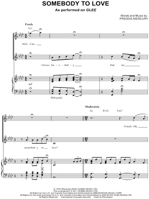 "Somebody to Love" Sheet Music - 30 Arrangements Available Instantly