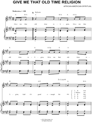 Give Me That Old Time Religion - Easy Guitar Sheet Music and Tab with  Chords and Lyrics