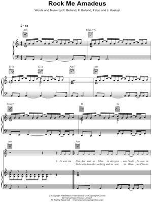 Falco - Rock Me Amadeus - Sheet Music (Digital Download)