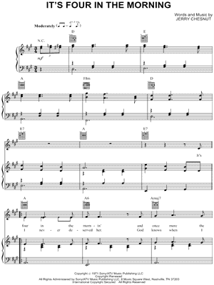 Faron Young - It's Four In the Morning - Sheet Music (Digital Download)
