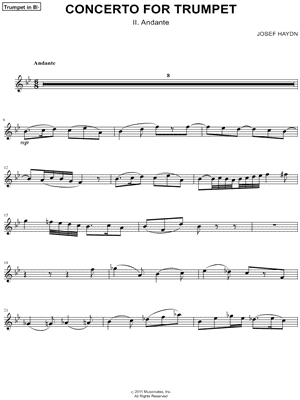 Concerto for Trumpet - II. Andante - Bb Trumpet & Piano Sheet Music by Franz Joseph Haydn - Instrumental Parts