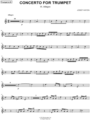Concerto for Trumpet - III. Allegro - Eb Trumpet & Piano Sheet Music by Franz Joseph Haydn - Instrumental Parts
