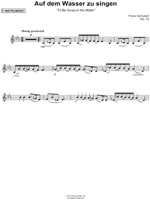 Auf dem Wasser zu singen - F Instrument & Piano Sheet Music by Franz Schubert - Instrumental Parts
