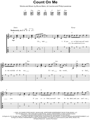 Bruno Mars Count On Me Guitar Tab In C Major Download Print Sku Mn