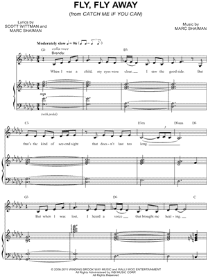 Fly Fly Away From Catch Me If You Can Musical Sheet Music In Gb Major Transposable Download Print Sku Mn