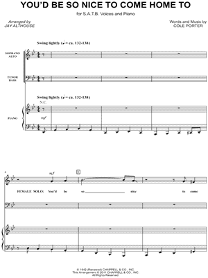 Cole Porter You D Be So Nice To Come Home To Arr Jay Althouse Saa Choir Piano Choral Sheet Music In G Minor Download Print Sku Mn Cole Porter You D Be So Nice To Come Home To Arr Jay Althouse Saa Choir Piano Choral Sheet Music In G Minor Download Print Sku Mn