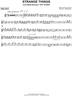 Strange Things - Alto Saxophone & Piano Sheet Music from Toy Story - Instrumental Parts