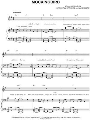 Mockingbird – Eminem (easy) Sheet music for Piano (Solo