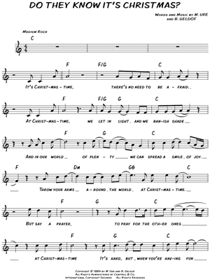 Band Aid Do They Know It S Christmas Sheet Music Leadsheet In C Major Transposable Download Print Sku Mn