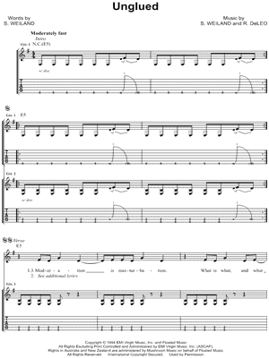 Vasoline by Stone Temple Pilots - Guitar Tablature - Digital Sheet Music