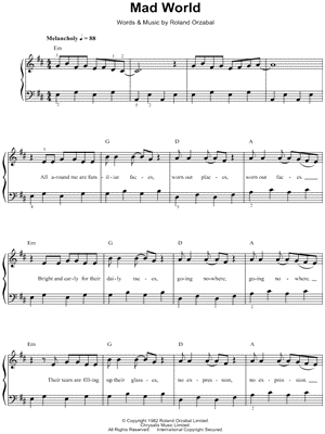 Mad World Sheet music for Piano, Vocals (Solo)