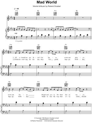 Mad World Sheet music for Piano, Vocals (Solo)