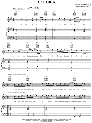 Gavin DeGraw Sheet Music in Major (transposable) - Download & Print - SKU: MN0099726