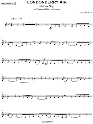 Londonderry Air - F Instrument & Piano Sheet Music by Traditional Irish Air - Instrumental Parts