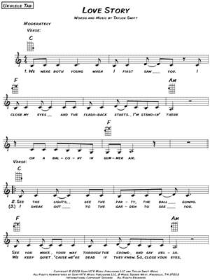 Taylor Swift Love Story Sheet Music Leadsheet In C Major