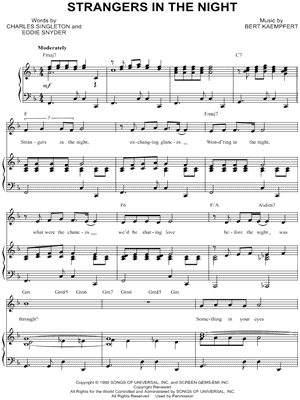 Strangers In The Night, (easy) sheet music for piano solo (PDF)