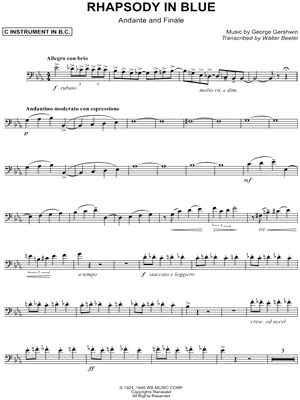 George Gershwin - Rhapsody In Blue (Andante & Finale) - Bass Clef Instrument - Sheet Music (Digital Download)
