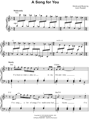 Leon Russell - A Song for You - Sheet Music (Digital Download)