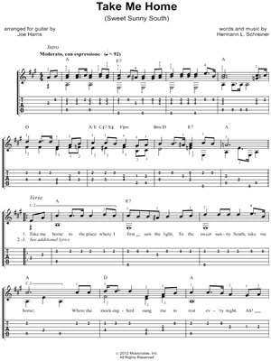 H.L. Schreiner - Take Me Home - (Sweet Sunny South) - Musicnotes Edition