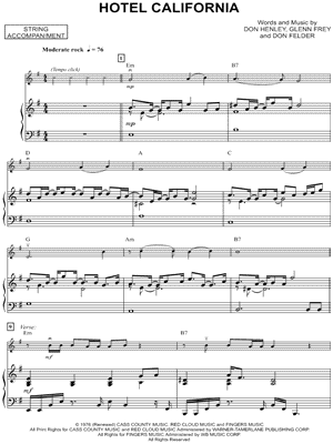 "Hotel California" Sheet Music - 58 Arrangements Available Instantly