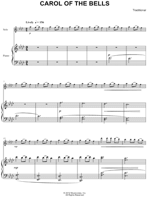 Carol of the Bells - Viola & Piano Sheet Music by Ukrainian Carol - Viola Part and Piano Accompaniment