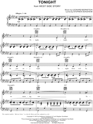 Tonight From West Side Story Sheet Music In Ab Major Transposable Download Print Sku Mn