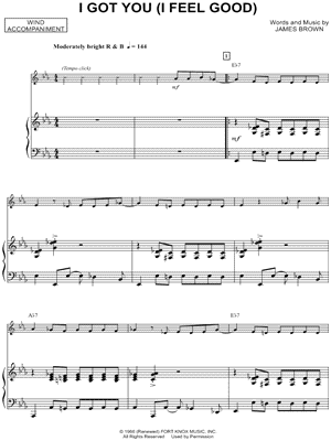 James Brown - I Got You (I Feel Good) - Piano Accompaniment (Winds) - Sheet Music (Digital Download)