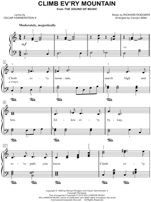 Climb Ev Ry Mountain From The Sound Of Music Sheet Music Easy Piano In C Major Transposable Download Print Sku Mn