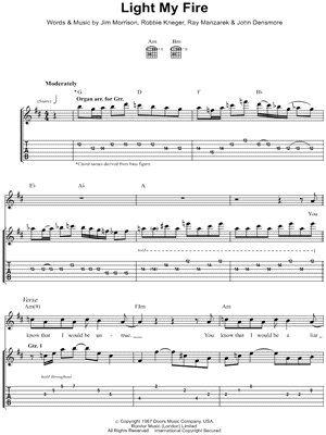 The Doors Light My Fire Guitar Tab In D Major Download Print Sku Mn