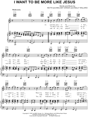 Keith Green - I Want To Be More Like Jesus - Sheet Music (Digital Download)