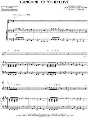 Sunshine of Your Love (Lead sheet with lyrics ) Sheet music for Piano  (Solo) Easy